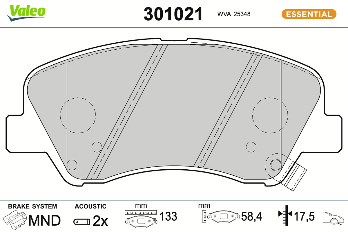 Jeu de 4 plaquettes de frein VALEO ref. 301021